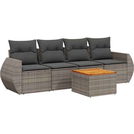 Maison Exclusive - 5-tlg. Garten-Sofagarnitur mit Kissen Grau Pol