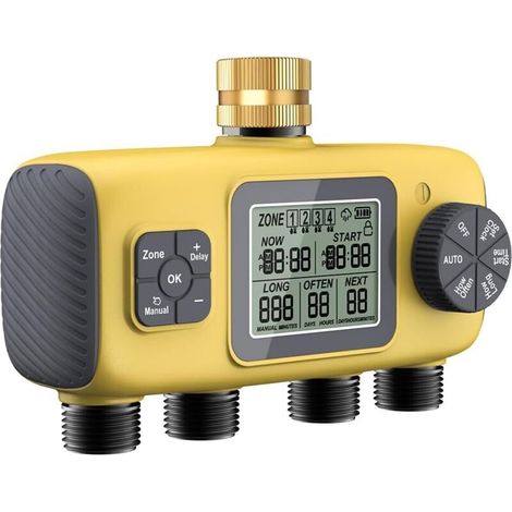 Programmateur 4 Voies Connecté, Arrosage Automatique Étanche IPX5, Goutte Pelouse Jardin Piscine (1/5)