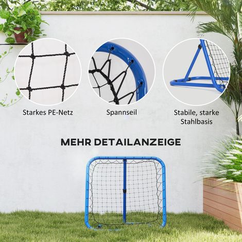Filet de rebond football pliable, mur d'entraînement réglable sur 5 hauteurs, structure métallique, bleu, 78x84x65-78 cm