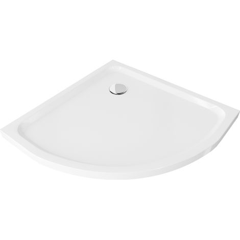 Mexen Flat halbrunde Duschwanne slim 80 x 80 cm, Weiß, Siphon Chrom - 41108080