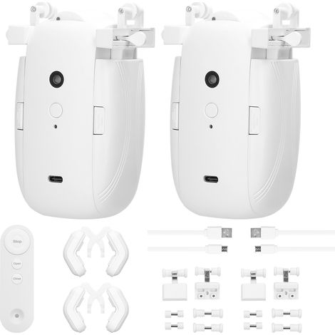 Juego de 2 motores inteligentes 3 en 1 para cortinas, apertura eléctrica inalámbrica con control remoto, barra para estores romanos (1/5)