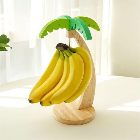 Support pour bananes en bois avec pied - Crochet banane - Rangement amusant - Gadgets ménagers (1/5)