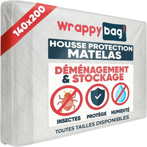 Housse de Protection en Plastique pour Matelas - 5 Tailles Disponibles - Sac de Rangement Résistant - Déménagement, Stockage & Transport - 140 x 200 cm (1/5)