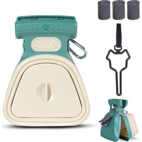 Ramasse-crotte pliable avec sac à déchets, outil pratique pour promenade chien et chat (1/5)