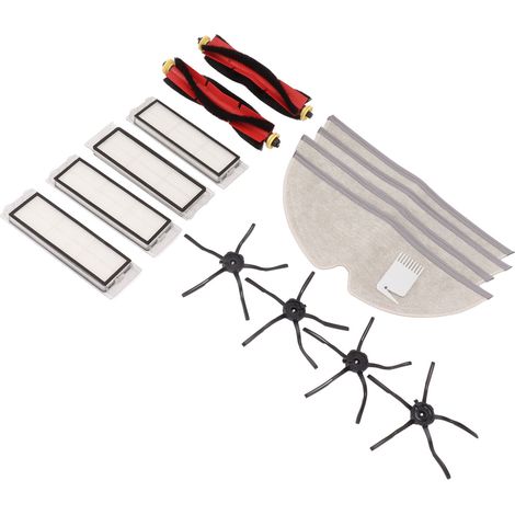 Kit de rechange pour robot aspirateur Mi Mijia Roborock : brosse rotative noire, brosse latérale pentagonale, filtre, chiffon blanc (1/5)