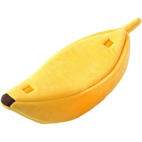Panier douillet en forme de banane, tente-caverne confortable pour chat, chaton ou chiot. (1/4)