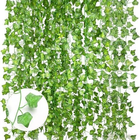 12 pièces décorations de balcon de faux lierre artificiel, couronne d'escalade de lierre végétal, feuilles extérieures, fête de mariage et décoration murale de jardin Plante verte artificielle (1/4)