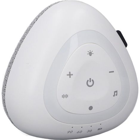 Machine à bruit blanc multifonctionnelle, instrument de musique douce portable et intelligent pour le sommeil avec lumière chaude, gris, pour la maison et la chambre de bébé. (1/5)