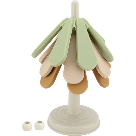 Dessous de plat en forme d'arbre, pliable et isolant thermique, résistant à la chaleur et anti-brûlures, pour plan de travail de cuisine, base ronde (1/5)