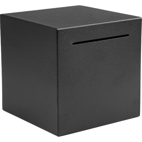 Tirelire non ouvrable, 12x12 cm, acier inoxydable, noire.