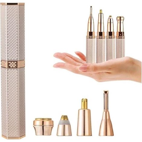 Épilateur Facial Pour Femmes - Tondeuse à Sourcils Pour Cheveux De Nez 4 En 1, Rasoir Pour Le Visage Et Le Corps Des Lèvres Des Sourcils