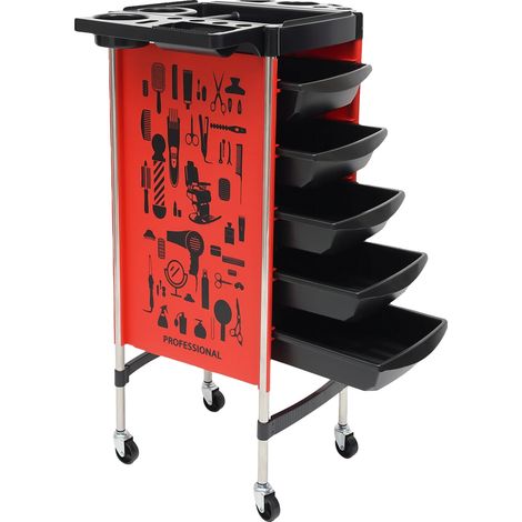 Carrito para sala de estar, organizador multifuncional, alta capacidad de carga, rojo. (1/2)