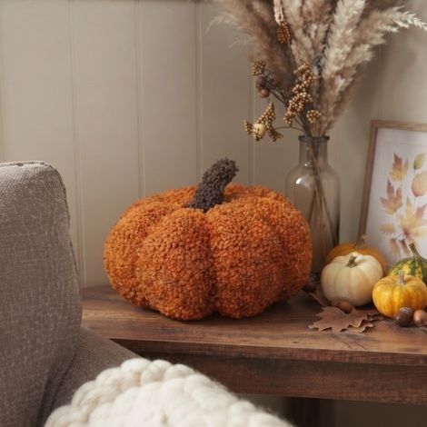 Orange Textured Pumpkin Shaped Cushion (1/2)