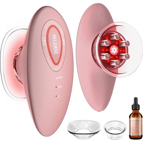 3en1 Masseur Anti-Cellulite Électrique à Ventouse avec EMS et Lumière Rouge Massage Corps et Visage, Raffermissement de la Peau, du Ventre, des Bras (1/5)