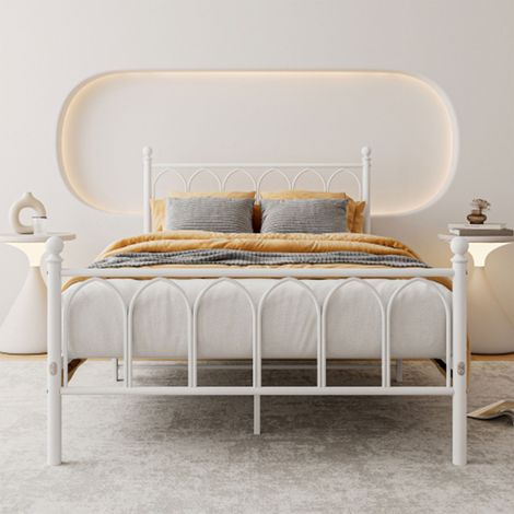 Lit métal pour jeunes avec sommier à lattes, 140x200 cm, couleur blanche, sans matelas (1/5)