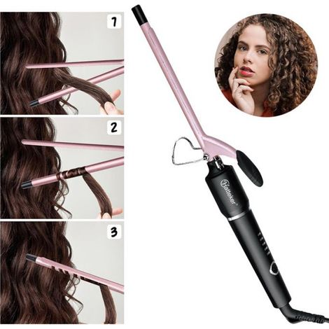 Hatteker FER A FRISER 9mm, Boucleur Cheveux Fins pour Cheveux Longs et Courts, Température Réglable, Chauffe Rapide (1/5)