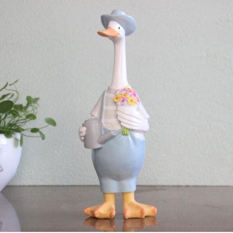Decorazioni da giardino a forma di anatra, coppia di sculture di animali, decorazioni da giardino per la casa - A-Crezuo