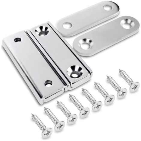 2 pieces Rectangular Neodymium Magnets with Hole 40x13.8x5 mm, 15 kg force + 2 steel washers + 8 screws included (1/4)