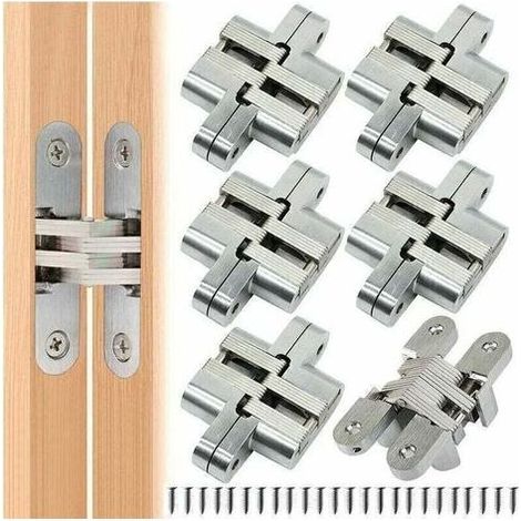 6 pièces Pliante Charnière cachée Croix charnières, Fermeture Charnière Invisible, Armoire Cintrées Charnières, Meubles Porte Coin Plié en Acier Installation Facile pour Porte Placard Meubles (1/5)