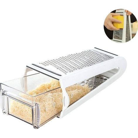 Râpe à fromage - Râpe - Convient pour le fromage, les légumes, le gingembre et l'ail - ABS/acier inoxydable blanc (1/5)