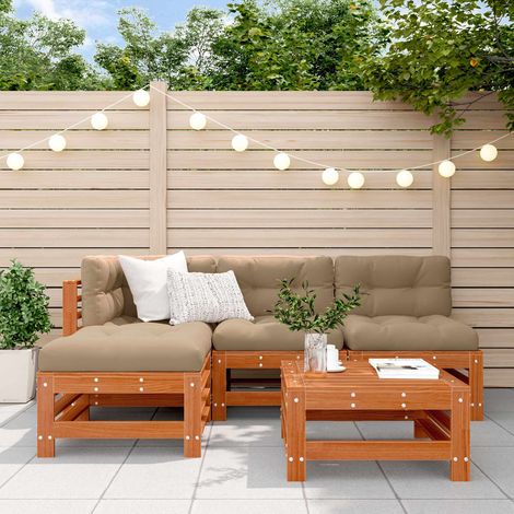 vidaXL Ensemble de salon de jardin 5 pcs Brun cire Bois de pin massif (1/5)