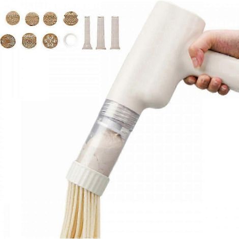 Machine à pâtes électrique sans fil, presse à nouilles automatique portable 8 en 1 avec coupe-pâte, 8 moules pour raviolis ramen maison (1/5)