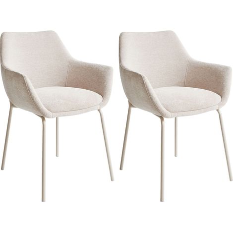 Set of 2 Dining Chairs BOWDON Chenille Light Beige