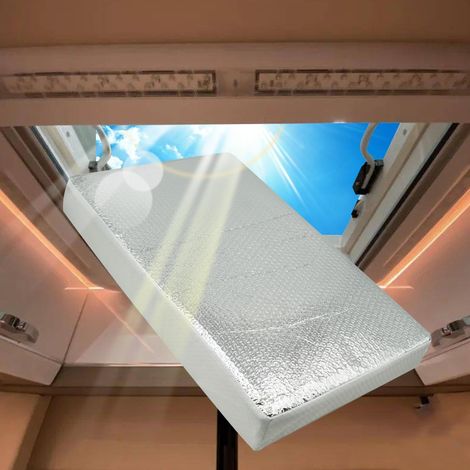 Isolateur de ventilation pour VR (22 x 14 x 3 po) avec surface réfléchissante, universel, pour l'intérieur des caravanes et camping-cars. Isolation thermique hiver comme été, blanc.