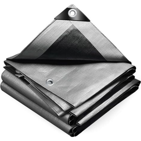Grey protective tarpaulin 4m x 6m, 1 sheet, durable waterproof tarpaulin, waterproof cover suitable for garden swimming pools (1/5)