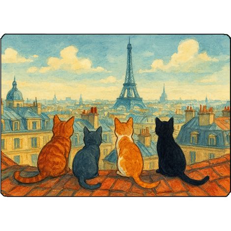 Planche à découper en verre chats de Paris 28,5 × 20 cm