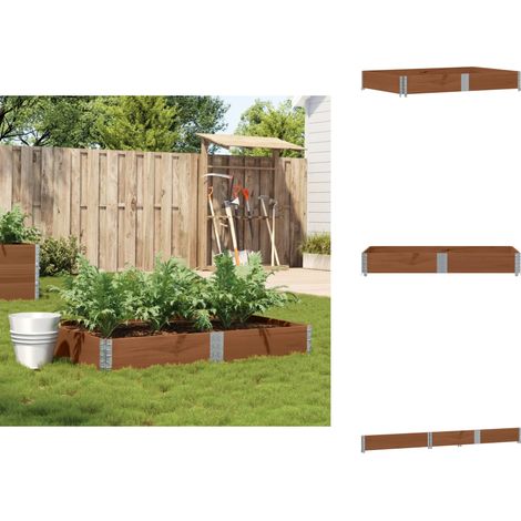 The Living Store Jardinière marron 150x100 cm bois massif de pin - Jardinière empilable (1/5)