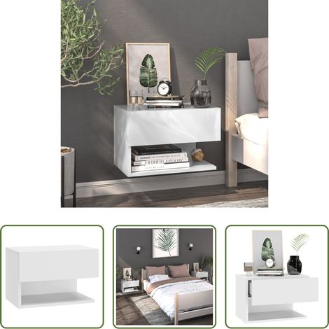 vidaXL Table suspendue -  Table de chevet murale Blanc (1/5)