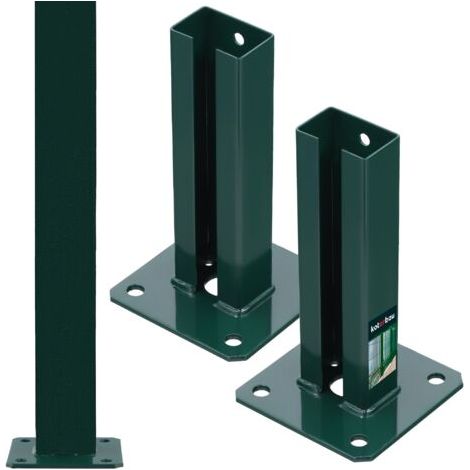 2 Pièces Support Poteau - pour Clôture - à Visser - Pied de Poteau - Acier Revêtu par Poudre - 60 x 40 mm - Vert - Fixation Robuste-NANOTEH (1/5)