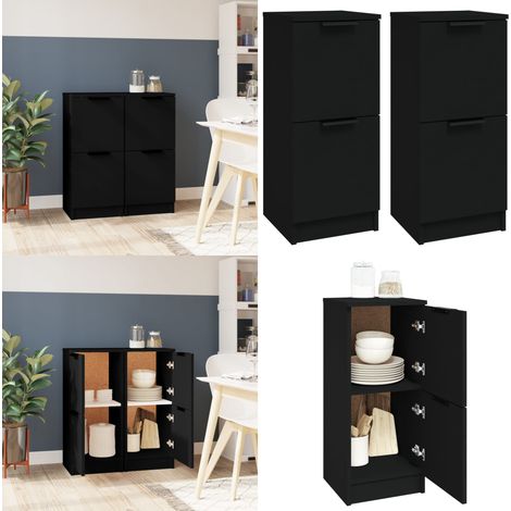 Buffets 2 pcs noir 30x30x70 cm bois d'ingénierie - Buffet - Meuble De Rangement - Commode - Bibliothèque - Mobilier Moderne - Home & Living (1/5)