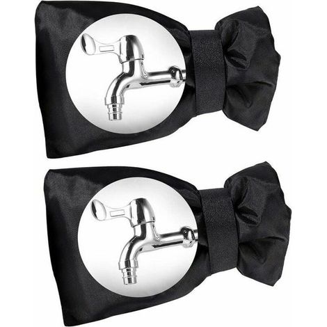Protectores para grifos de exterior, resistentes a las heladas, al viento y al agua, aptos para uso en invierno y en jardines, de color negro, paquete de 2 unidades (1/5)