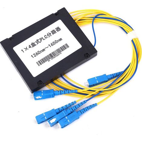1x4 Singlemode-Glasfaser-Splitter mit geringer Dämpfung (SC/UPC PLC) für Heimverkabelung und stabiles optisches LAN-Netzwerk (1/5)