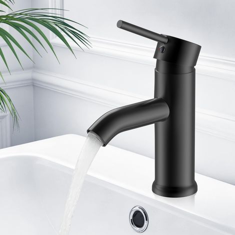 Robinet Salle Bain, Mitigeur Salle de Bain d'eau Chaude et Froide, Mitigeurs Lavabo avec Bobine en Céramique, Robinet Lavabo Salle de Bain avec une Hauteur de Bec de 100MM, avec 2 Tuyau 60 cm - G3/8 (1/5)