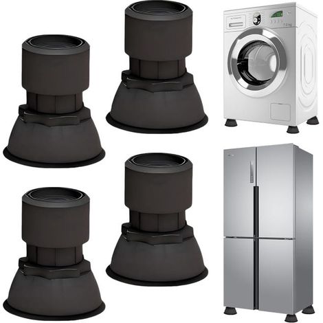 Tapis anti-vibrations réglables,Lot de 4 pieds anti-vibrations pour machine à laver, Amortisseurs lave linge,tapis en caoutchouc réglable,pour Machine (1/5)