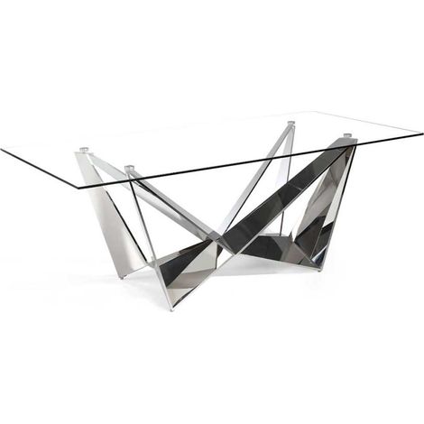 Mesa fija rectangular de vidrio templado Amparo, 220 x 100 x 77 cm (ancho x ancho x alto) (1/4)
