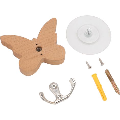 Patère murale papillon en bois, cintre mural en bois pour manteaux, vêtements, chapeaux et serviettes (1/5)