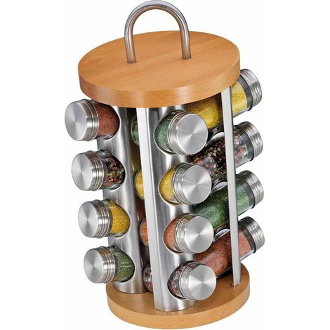 Especiero Küchenprofi con 16 tarros natural, redondo