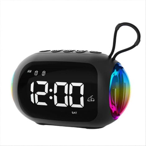 Réveil FM Radio Bluetooth Enceintes Multicolore Light Subwoofer avec Dimming Affichage Double Alarme Lecteur de (1/5)