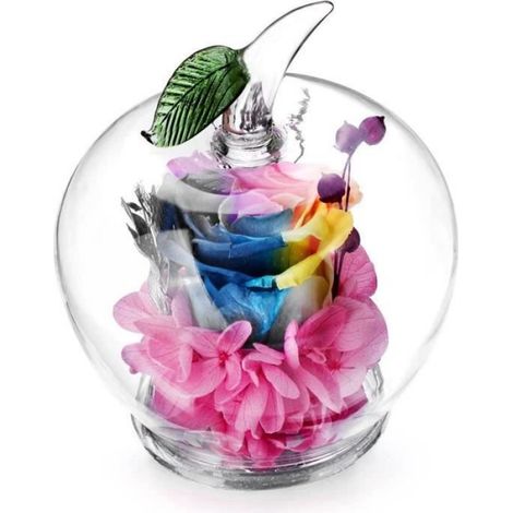 Fleur stabilisée - - Rose éternelle en verre pomme - 100% naturelle - Colorée - Décorative (1/4)