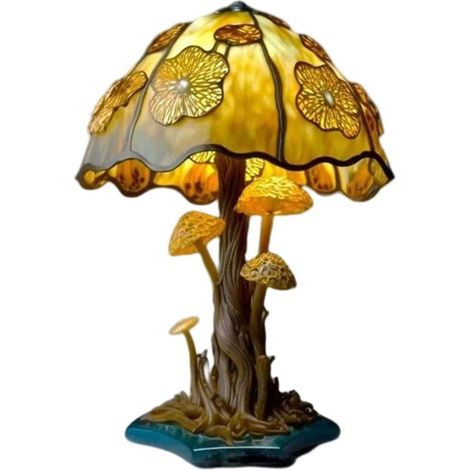 Lampe de table champignon en verre peint, lampe de bureau vintage décorative, lampe de chevet pour chambre, salon, bureau, décoration, cadeau (1/5)