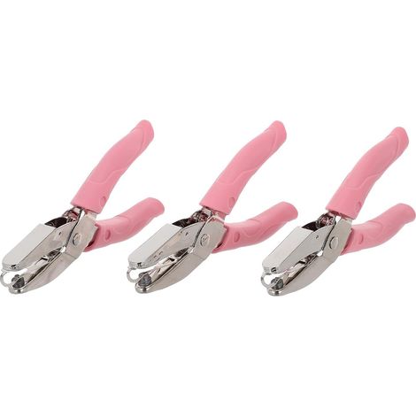 3 Pièces Perforatrice Manuelle Trou pour Papier, Robuste, Rose (1/5)