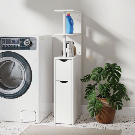 Meuble de salle de bain meuble de rangement avec tiroir sur roulettes. avec étagères ouvertes. 20 x 45 x 115 cm. blanc