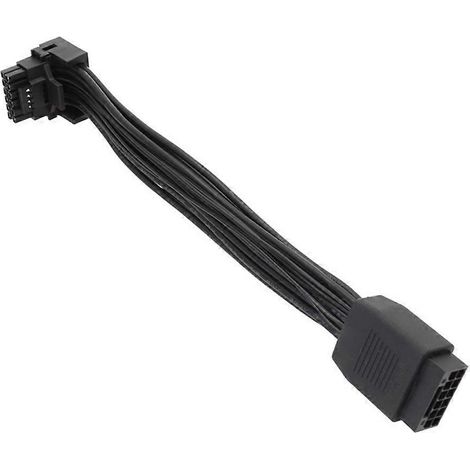 Câble coudé 16 broches pour carte graphique, câble vidéo 2VHPWR à tête de rotation droite - Ligne noire - (1/4)