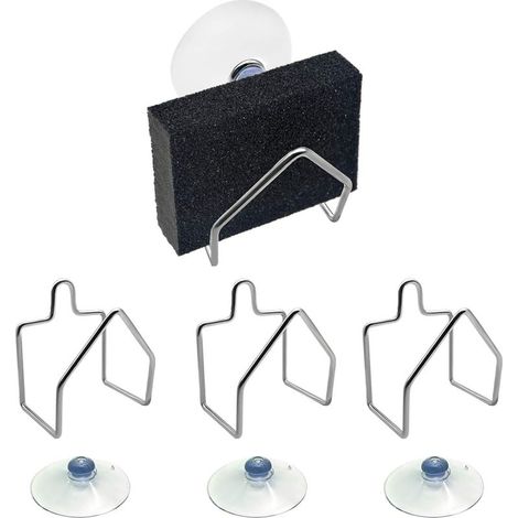 3pcs Porte éponge Cuisine Inox, support d'éponge en support d'éponge de bain à ventouse ferme pour torchon, couvercle d'évier, savons (1/5)