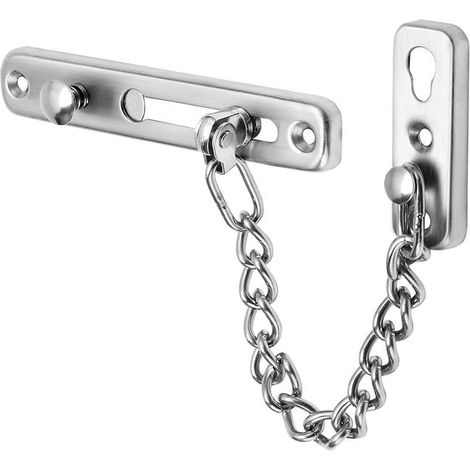 Catena di sicurezza per porte strette, limitatore di apertura a molla, serratura antifurto a vite per porte interne, acciaio inox (1/5)