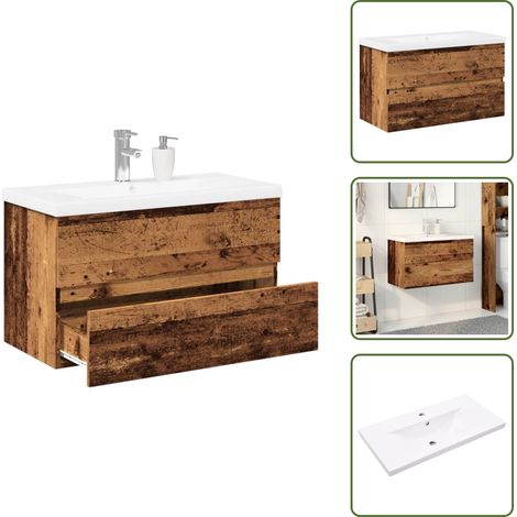 vidaXL Armoire lavabo avec bassin intégré vieux bois
